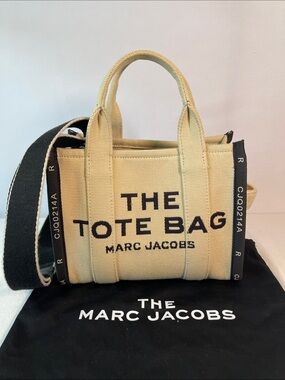 Marc Jacobs The Small Jacquard Tote Bag Canvas Crossbody w/ Strap & Dust Bag